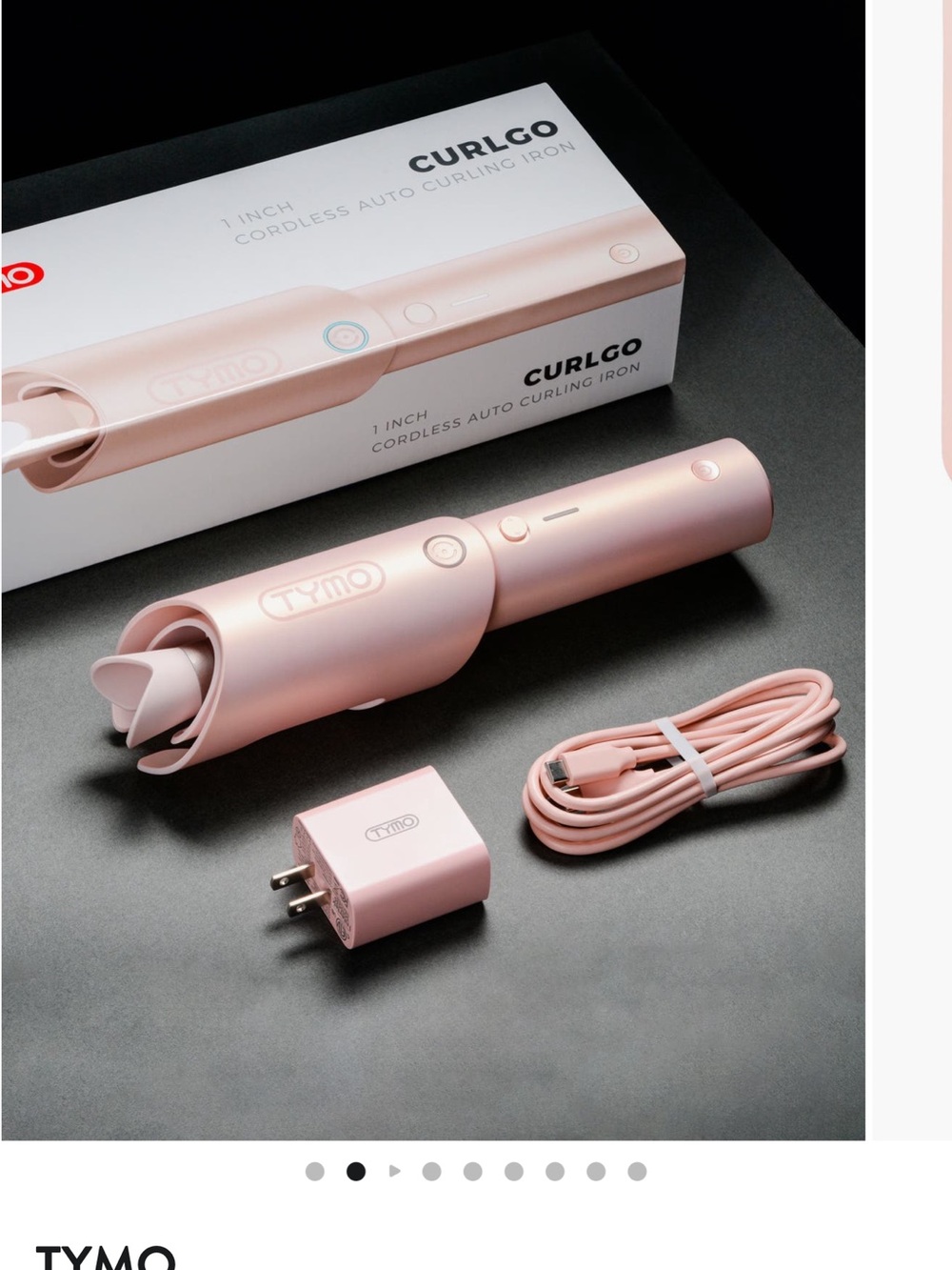TYMO Curlgo 1" Cordless Auto Curling Iron - Pink